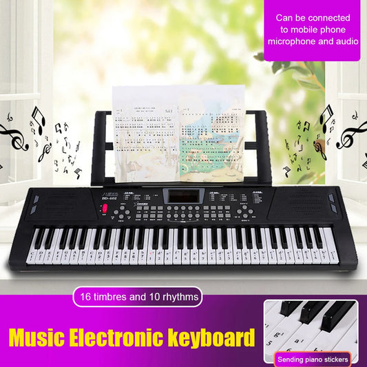 Piano Digital USB com 61 Teclas - Teclado Profissional Infantil, Piano Eletrônico Portátil, Brinquedo para Crianças, Órgão Eletrônico Instrumento Musical